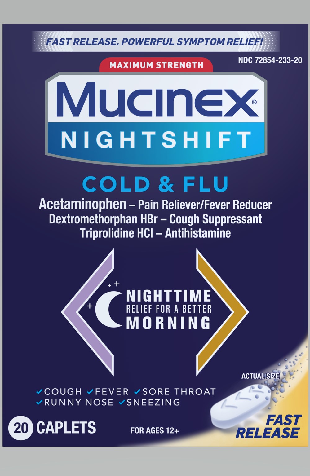 MUCINEX Nightshift Cold  Flu  Fast Release Caplets 